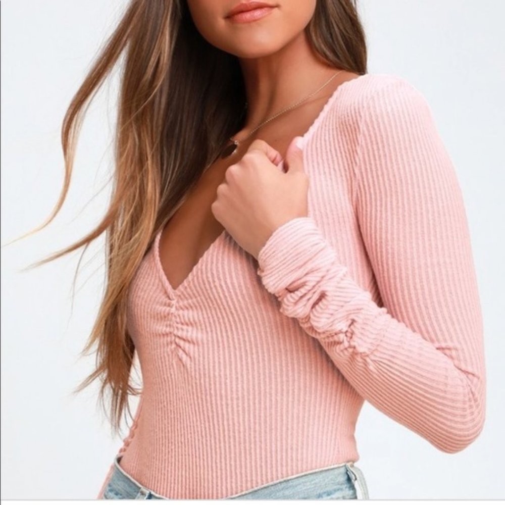 Free People Cozy Up With Me Ribbed Bodysuit Size S